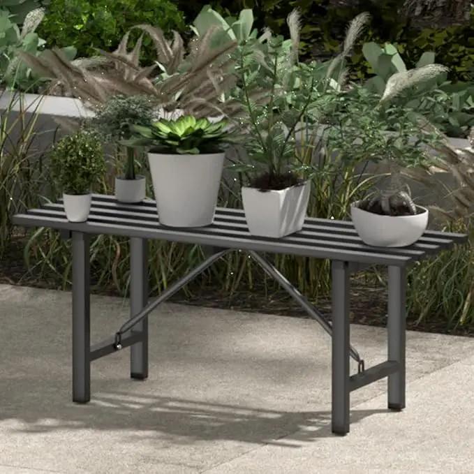 Premium Aluminum Plant Stand - Home Decor & Outdoor Garden Solution with 300 LBS Capacity, L37.8 x W11.4 x H13.8 inch by GreenHaven Gardens