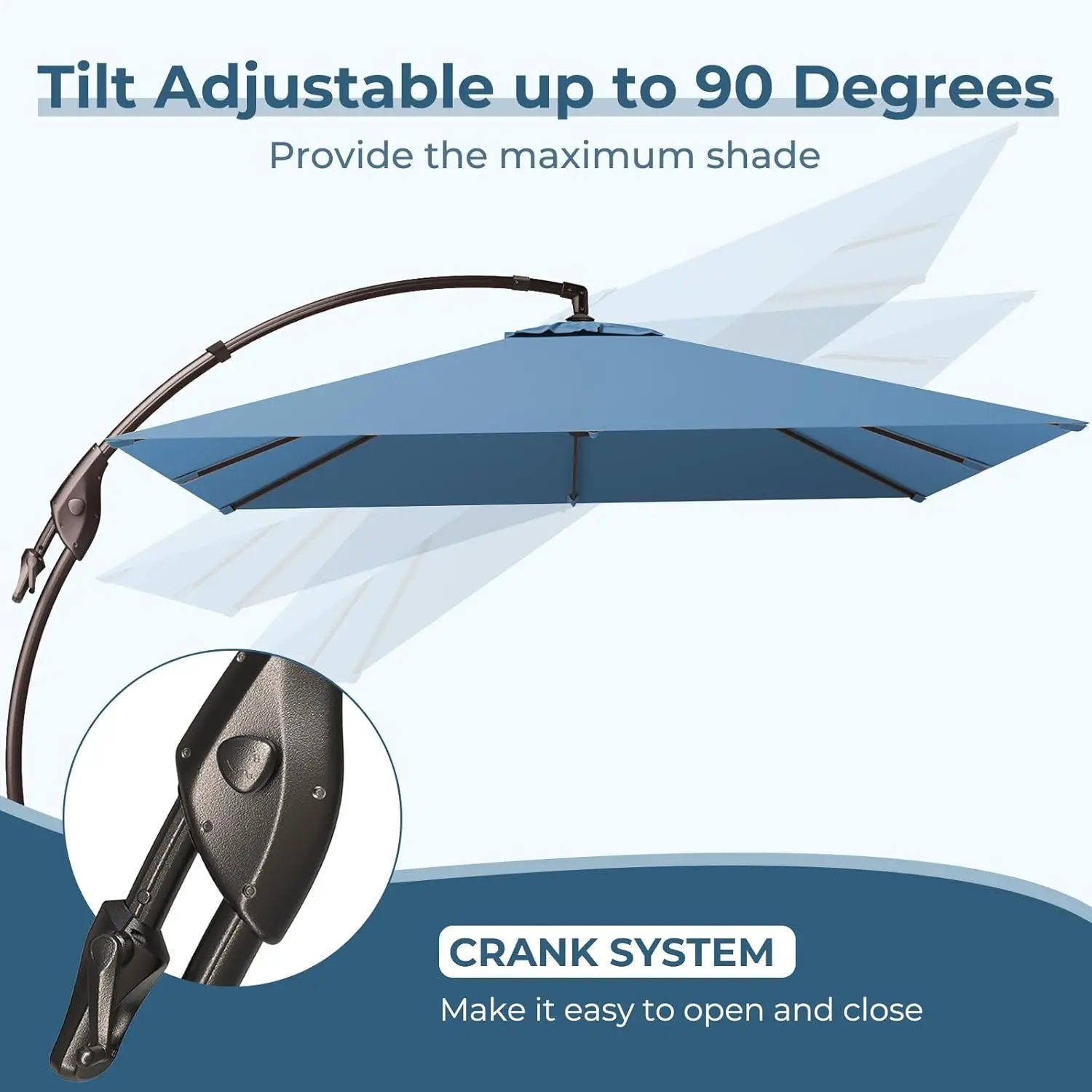 Grand patio Sunbrella 10x10 FT Cantilever Umbrella with Base Included Patio Square Aluminum Offset Umbrellas for Outdoor Pool (Sapphire Blue, 10X10 FT-SUNBRELLA) by GreenHaven Gardens