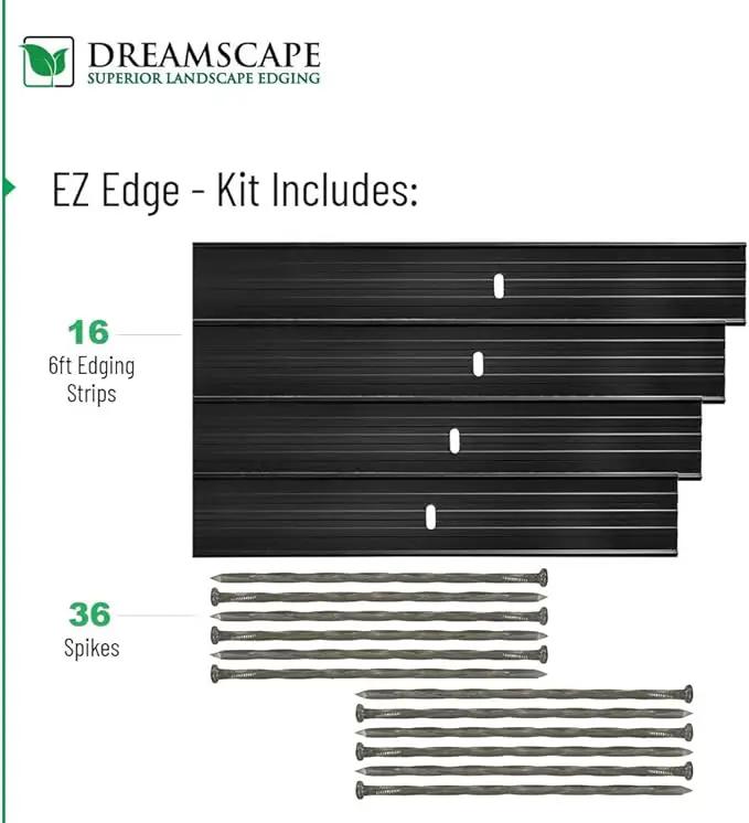 Dreamscape E-Z Edge Aluminum Landscape Edging - 12 Strips, 6ft Each (72ft Total), Mill Finish (Natural Aluminum) - Professional Quality Landscaping Border, Metal Divider for Lawn, Garden, Flowerbed… by GreenHaven Gardens