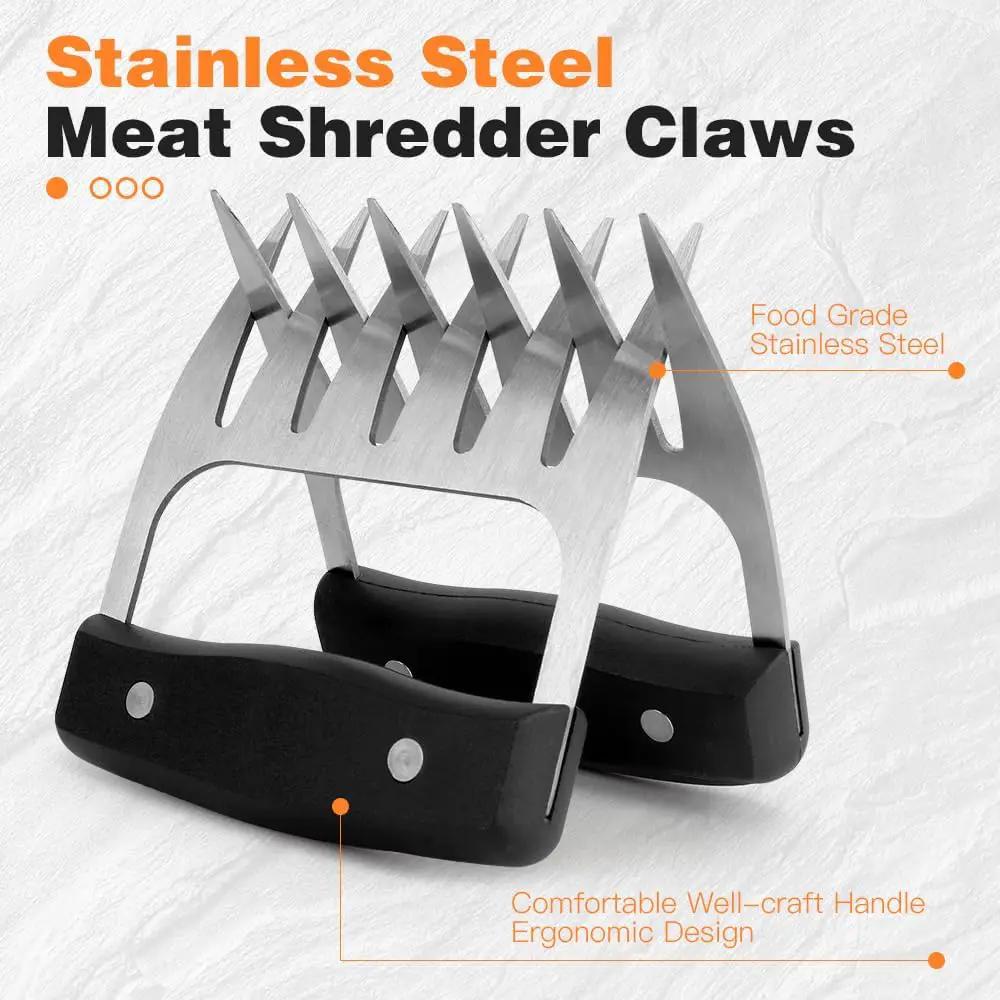 2 PCS Meat Shredder Claws, Stainless Steel Meat Claws, Metal Pulled Pork with Handle Turkey Pork Chicken Shredder Tool Accessories for Men Cooking Grilling BBQ Serving by GreenHaven Gardens