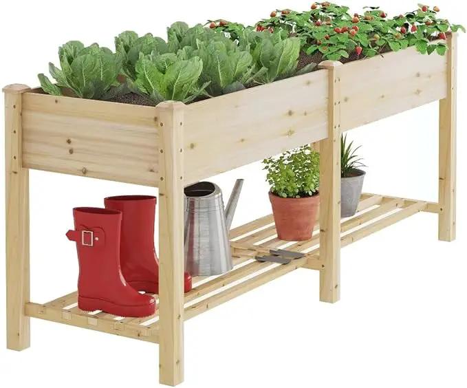 GHWIE Raised Garden Bed with Legs Elevated Wood Planter Box for Planting Vegetables Flowers Garden Patio Balcony Garden beds Outdoor with Liner by GreenHaven Gardens