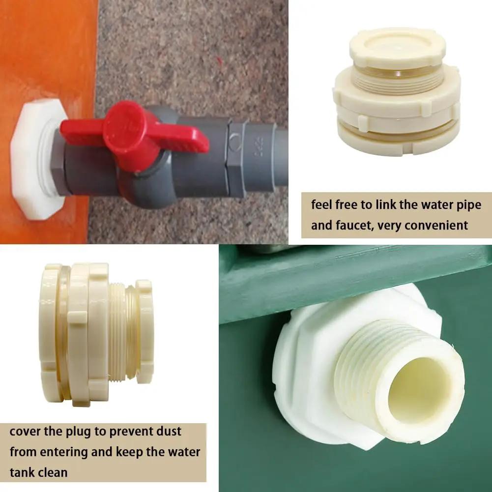 2.5" Female ABS Bulkhead Fitting, Plastic Water Tank Connector Adapter Fitting with Plugs for Outdoor rain Barrel Garden Hose Adapter Spigot kit Water Tank Gallon Drain Bucket(Set of 1) by GreenHaven Gardens