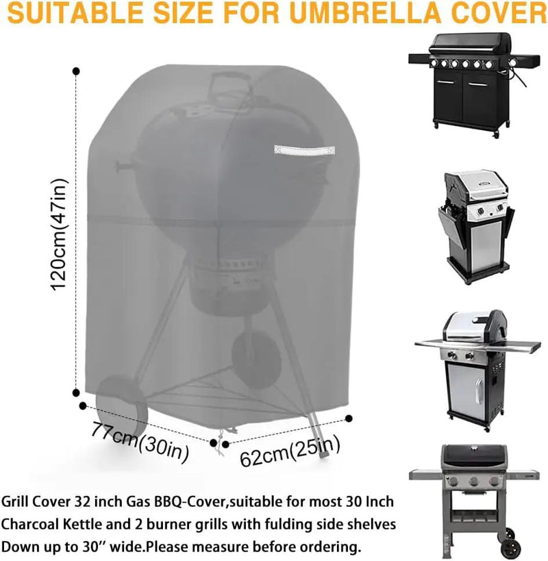 Grill Cover, 30 inch BBQ Gas Grill Cover for Outdoor Grill, Heavy Duty Waterproof Small BBQ Grilling Cover, UV & Fade Resistant Material Windproof Barbecue Smoker Cover with Drawstring & Storage Cover by GreenHaven Gardens
