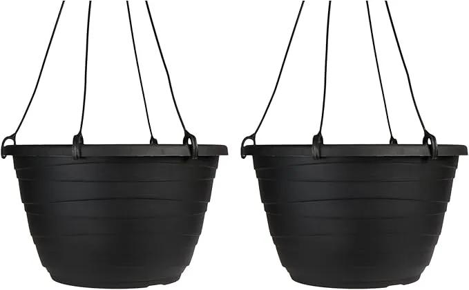 The HC Companies Wrapt Hanging Planters - Lightweight Plant Pot Hanger for Hanging Plants, Vegetables & Herbs - Outdoor & Indoor Hanging Basket for Plants (11" Black, Pack of 2) by GreenHaven Gardens