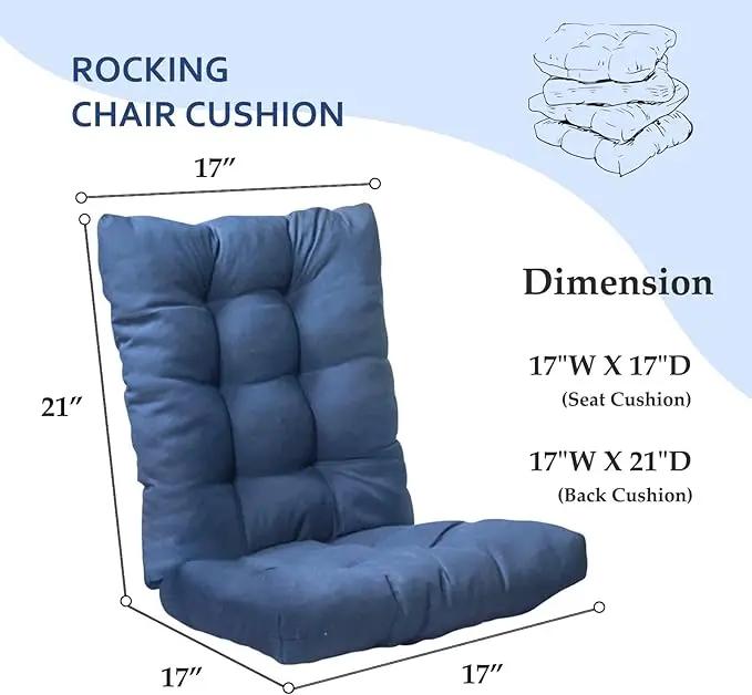 1 Pack Patio Chair Cushion, Rocking Chair Cushion with Ties Overstuffed Seat Back Cushion Pad for Outdoor Indoor Use, Blue by GreenHaven Gardens