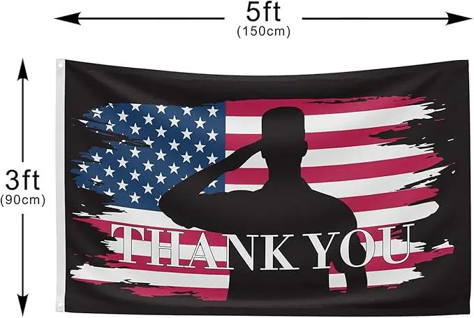 Veteran Military Garden Flag Thank You Veterans Flag for Military Soldiers Boots Memorial Day, 3x5 Ft Double Sided Christian Banners with Brass Grommets Outdoor House Decorations Flag by GreenHaven Gardens