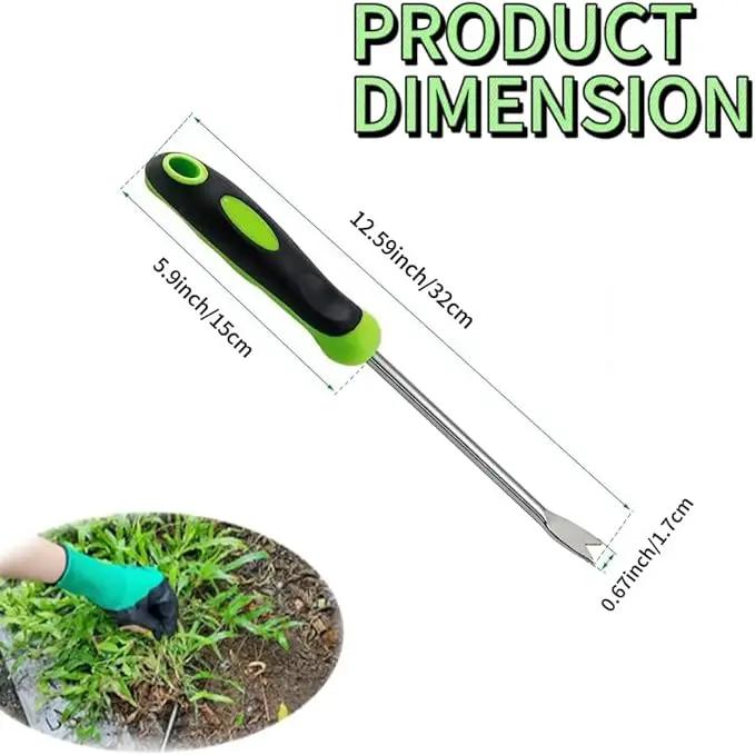 Weed Puller Tool, Gardening Hand Weeder Tool, Stainless Steel Dandelion Weeder Tool, Includes Gardening Gloves, for Yard and Garden by GreenHaven Gardens