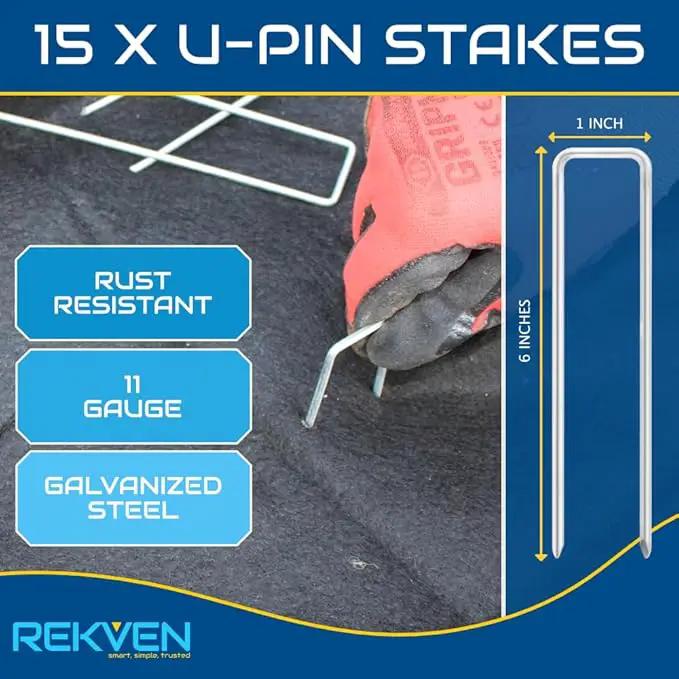 10 x 15 Feet Pond Liner Underlayment Non Woven Geotextile with 15 U-Pins by GreenHaven Gardens