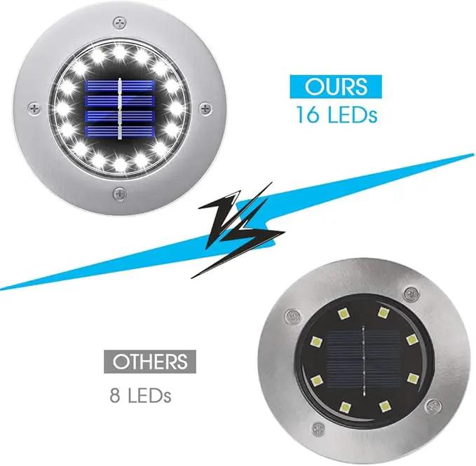 NFESOLAR Solar Lights Outdoor with 16 LEDs, Bright Solar Ground Lights Outdoor Waterproof Solar Pathway Lights for Yard Garden Lawn Walkway Driveway (White 8 Pack) by GreenHaven Gardens