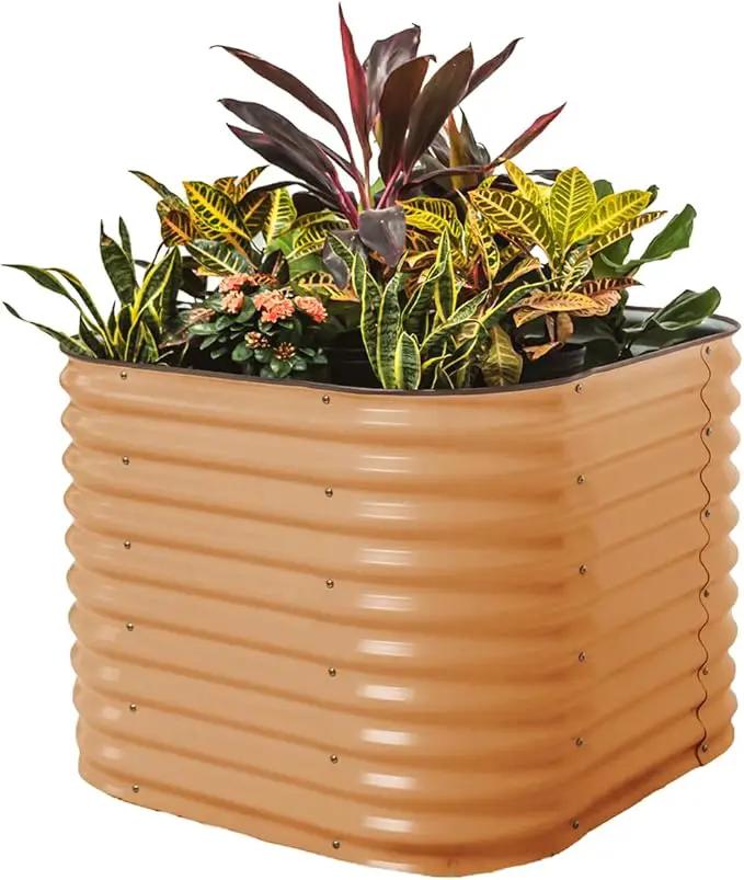 Vego garden 32" Extra Tall Raised Garden Bed Kits,4 in 1 Modular Raised Planter Box for Vegetables Flowers Fruits Oval Metal Raised Garden, Terra Cotta by GreenHaven Gardens