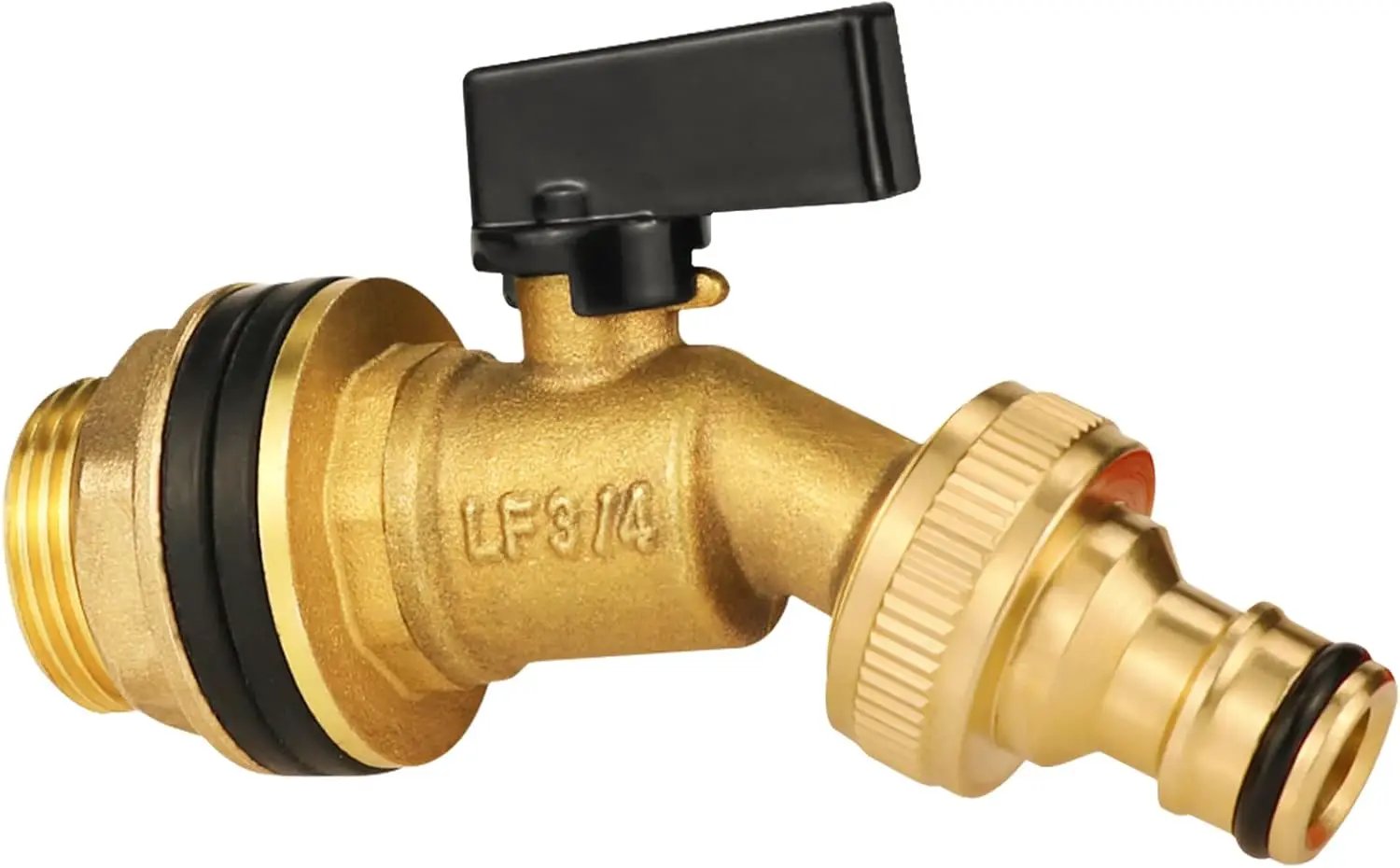 spigot for rain barrel parts kit, brass water barrel spigots accessories for 55 gallon bucket, garden hose connector adapter bulkhead fitting, 1-1/4 inch O.D. thread 5/8 inch barb O.D. by GreenHaven Gardens