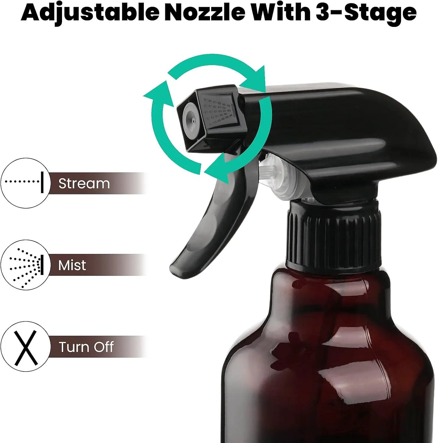 Glass Amber Spray Bottles with Silicone Sleeve, 2 Pack 16.9oz Refillable Containers with Adjustable Spray Nozzles, Empty Spray Bottle for Cleaning Solutions, Hair, Plants, Essential Oils (Black+Grey) by GreenHaven Gardens