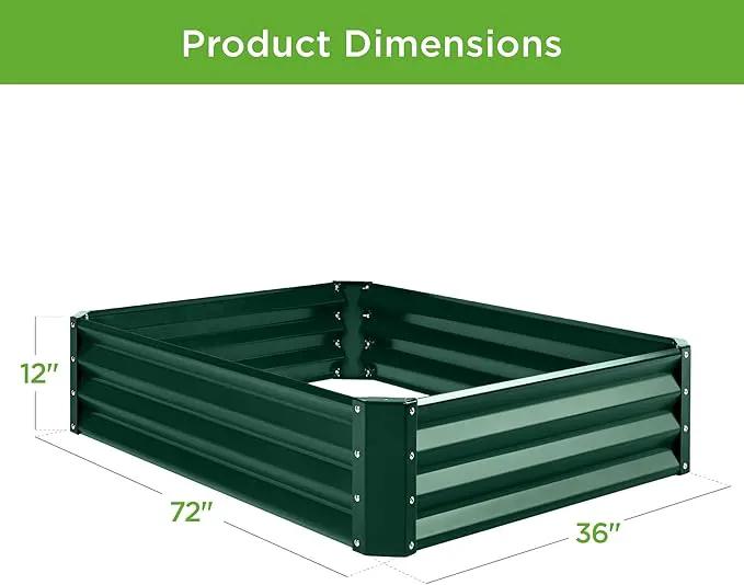 Best Choice Products 6x3x1ft Outdoor Metal Raised Garden Bed Box Vegetable Planter for Vegetables, Flowers, Herbs, and Succulents - Dark Green by GreenHaven Gardens