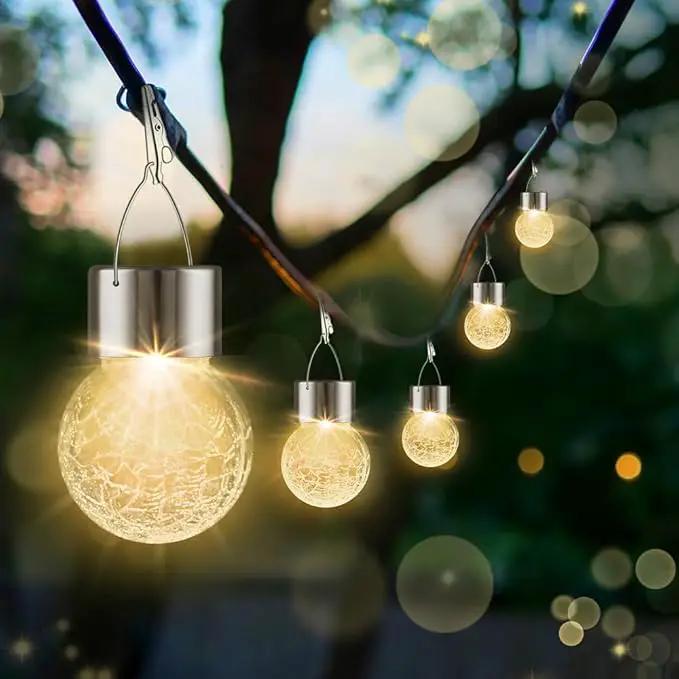 Solar Lights Outdoor Hanging Decorative Globe 24 Pack, Waterproof Solar Lantern with Handle and Clip, Solar Powered Glass Ball Lights for Garden Yard Fence Tree Umbrella Holiday Décor, Warm White by GreenHaven Gardens