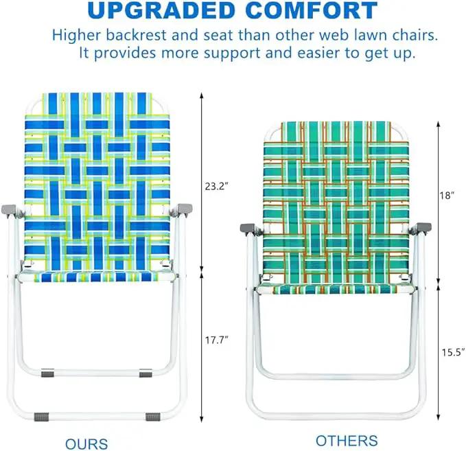 VINGLI Patio Lawn Webbed Folding Chairs 1 Piece, Outdoor Beach Chair Portable Dining Chair for Outdoor Yard, Garden (Blue, Classic) by GreenHaven Gardens