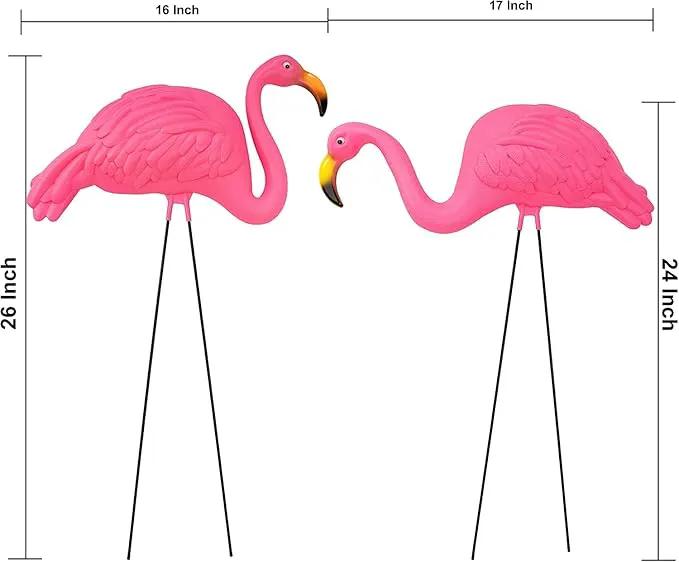 GIFTEXPRESS Pink Flamingos Yard Decorations - 2 Pack Extra Large 24" Tall Plastic Flamingo Statue w/Metal Stakes - Lawn Ornaments & Garden Decor for Outdoor Parties by GreenHaven Gardens