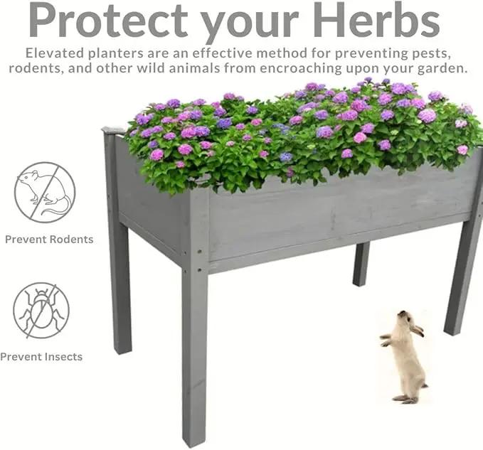 BTExpert 4ft Raised Garden Bed with Legs, 48x24x30in Elevated Wood Planter Box Stand for Vegetable Flower Backyard, Patio, Balcony Bed Liner Outdoor - Grey 30 in Height by GreenHaven Gardens