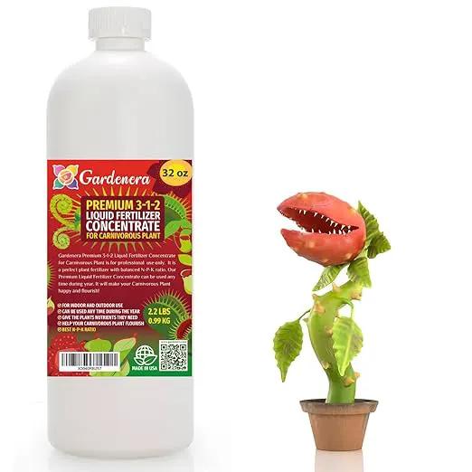 Premium Liquid Carnivorous Plant Fertilizer - 3-1-2 Concentrate for Indoor Plants and Flowers by Gardenera | Organic Plant Food for Carnivorous Plants - 32oz by GreenHaven Gardens