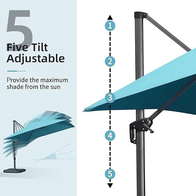 PURPLE LEAF Patio Umbrella with Base 10 Feet Outdoor Cantilever Square Umbrella Aluminum Offset Umbrella with 360-degree Rotation for Garden Deck Pool Patio, Turquoise Blue by GreenHaven Gardens