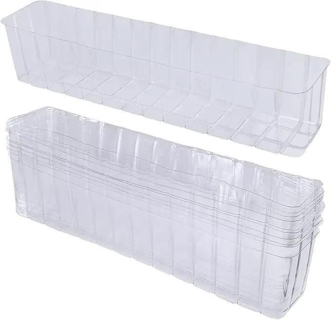 10 Pcs Plastic Planter Liners Clear Rectangular Plastic Liners for Flower Box Planter Window Box Planter 16.2" L x 3" W x 3.5" H for Indoor Outdoor Flower Arrangement Succulent Garden Windowsill Decor by GreenHaven Gardens
