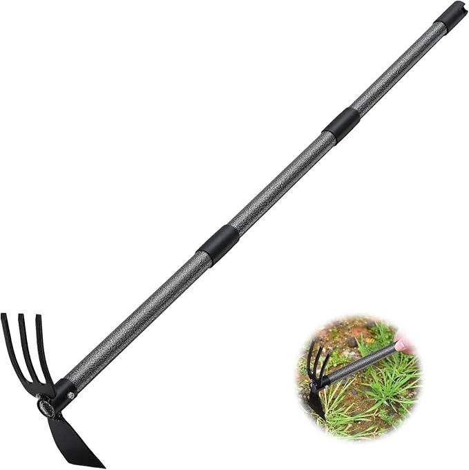 Hoe Garden Tool,45 Inch Long Garden Hoe and Cultivator, Garden Hand Tiller with Long Handle,Heavy Duty Garden Tools Hoe Cultivator for Gardening,Weeding, Tilling,Lossening Soil,Planting by GreenHaven Gardens