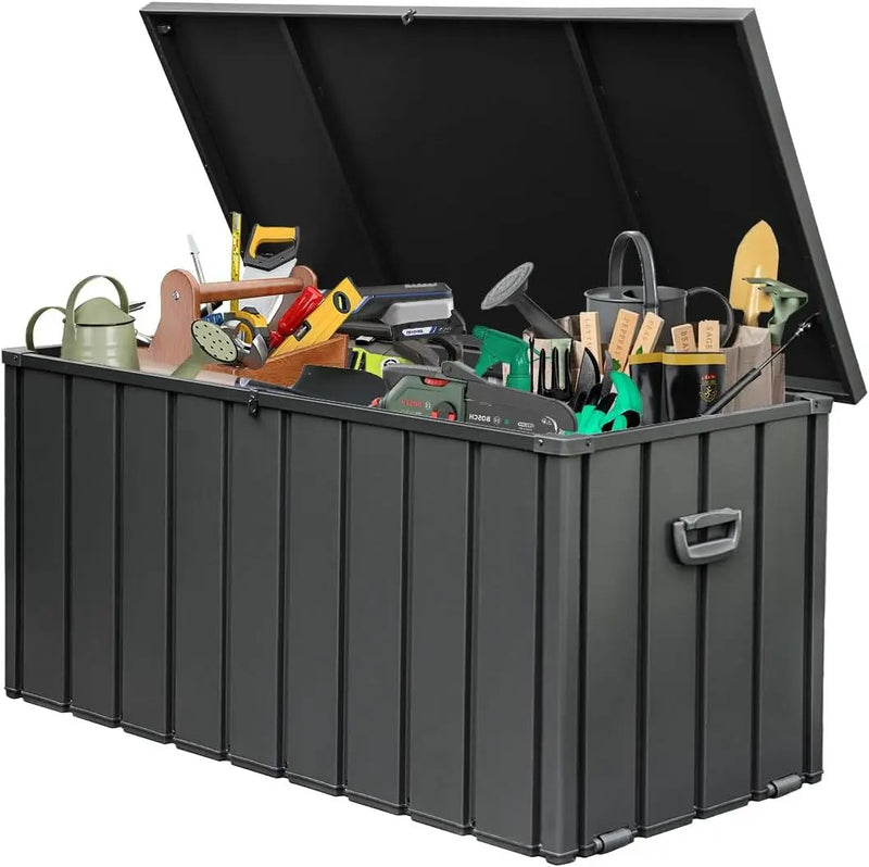 Domi 150-Gallon Outdoor Storage Box – Waterproof, Lockable Storage Cabinet for Patio Furniture, Garden Tools & Pool Supplies – Large Metal Storage for Cushions, Toys & More by GreenHaven Gardens