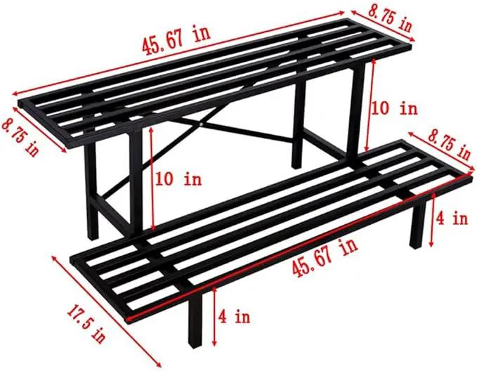 Zhongma 2 Tier Sturdy Metal Plant Stand Heavy Duty Plant Holder for Home Indoor and Outdoor,L45.67 x W17.5 x H14 inch, 440 LBS Capacity & Heavy Duty Construction … by GreenHaven Gardens