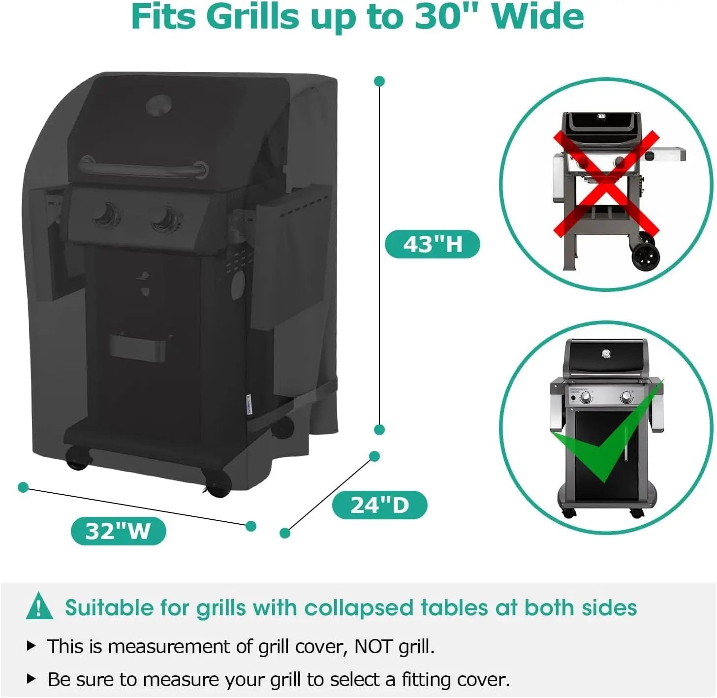 SunPatio 2 Burner Gas Grill Cover 32 inch, Heavy Duty Waterproof Small BBQ Grilling Cover, Compatible for Weber Char-Broil Nexgrill and More Grills with Collapsed Side Tables, All Weather Protection by GreenHaven Gardens