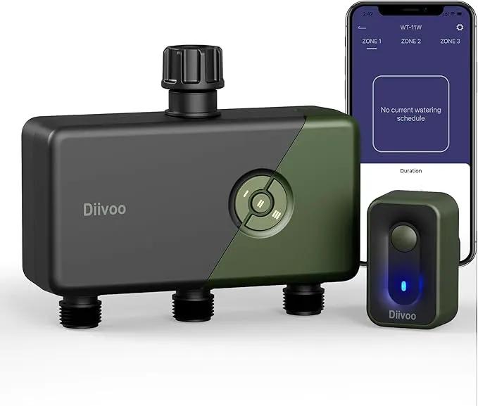 Diivoo WiFi Sprinkler Timer 3 Zone, Smart Water Hose Timer Compatible with Alexa and Google, Remote Control Irrigation Timer, Automatic Manual Watering, Rain Delay, for Garden, Yards and Lawns by GreenHaven Gardens