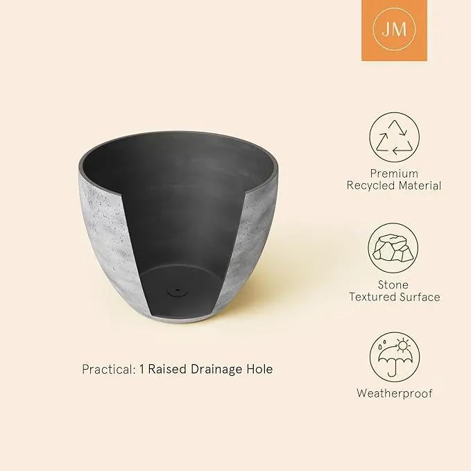 LA JOLIE MUSE 14.2/11.3/8.6 Inch Planters,Set of 3 Indoor/Outdoor Round Planters,Grey Tree Planters,Plant Container with Drain Holes,Flower Pots for Patio and Deck by GreenHaven Gardens