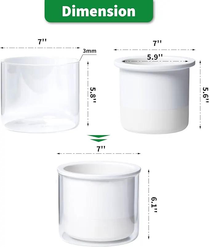 Phoenix Vine 6 Inch Self Watering Planter Pot, Design White Terracotta Pot for Plants, Indoor Cylinder Terra Cotta Pot with Glass Vase, Set of 1, 51-B-F-1 by GreenHaven Gardens