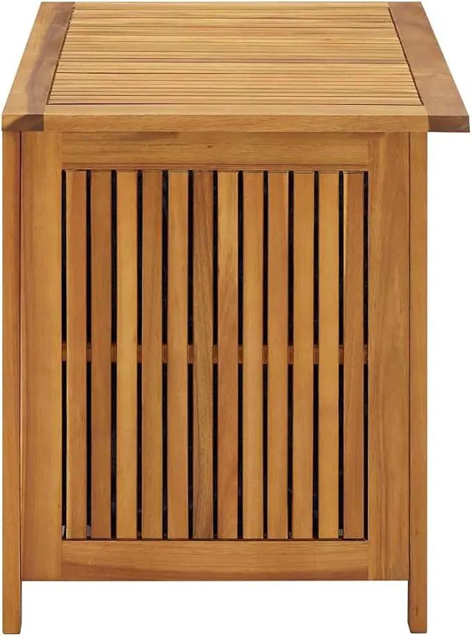 vidaXL Wooden Deck Box - Outdoor Teak Storage Chest, Ideal for Patio Furniture Cushions, Pool Accessories, Garden Tools - Water-Resistant Bag Inside - 35.4''x19.7''x22.8'', Solid Acacia Wood by GreenHaven Gardens