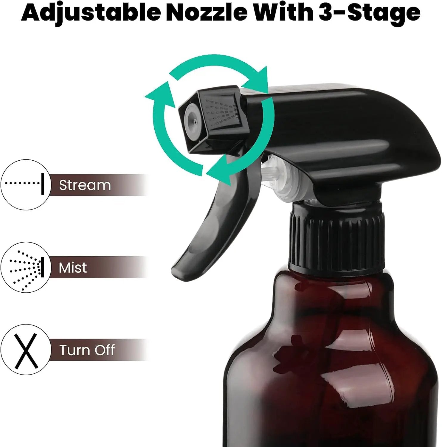 Glass Amber Spray Bottles with Silicone Sleeve, 2 Pack 16.9oz Refillable Containers with Adjustable Spray Nozzles, Empty Spray Bottle for Cleaning Solutions, Hair, Plants, Essential Oils (Black+Green) by GreenHaven Gardens