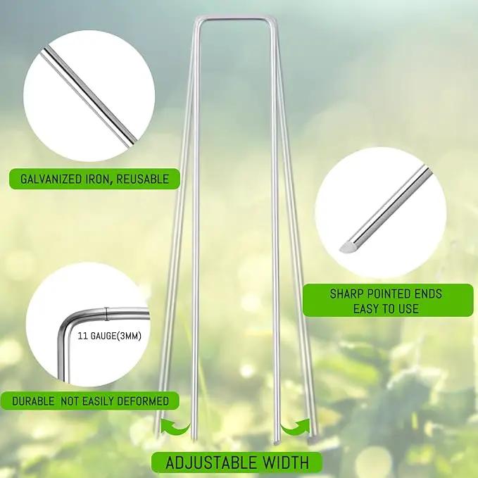 Cool Area 50PCS 6 Inches 11 Gauge Garden Stakes, Landscape Staples, Ground Stakes, Yard Stakes, U-Shaped Garden Staples for Securing Landscape Fabrics,Irrigation Pipes, Weed Barrier Fabric, Fences by GreenHaven Gardens