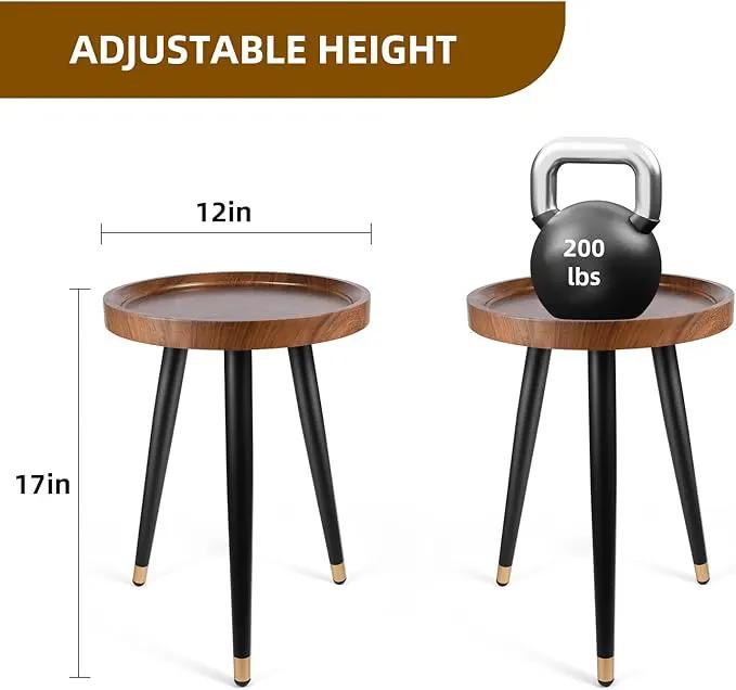 Plant Stand Indoor,Mid Century Walnut Wood Plant Table, Heavy Duty Metal Tall Flower Pot Stand,Modern Round Small Side End Table with Raised Design(12"x17") (2, 12 x 17 in) by GreenHaven Gardens
