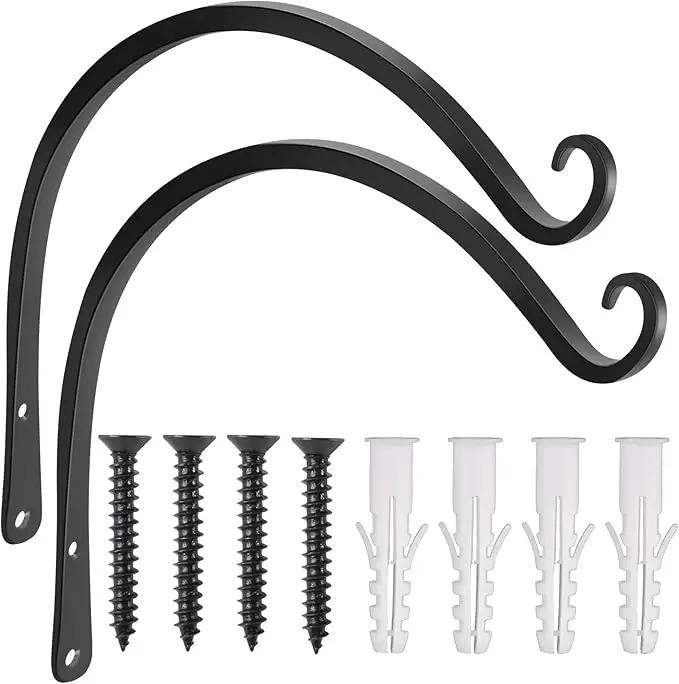 Gtongoko 2 Pack 14 Inch Plant Hangers Outdoor Metal Hanging Plant Bracket Bird Feeder Plant Hooks for Hanging Flower Basket, Wind Chimes, Solar Lanterns, Black by GreenHaven Gardens