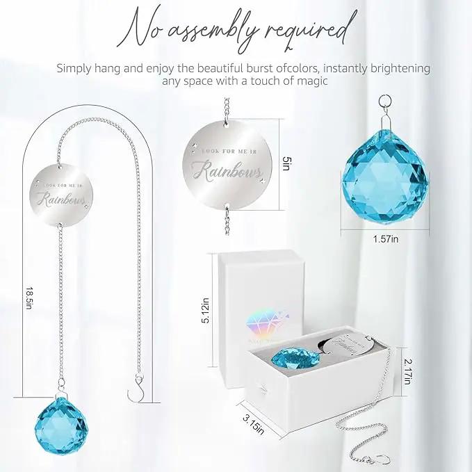 Memorial Gifts for Loss of Loved One, Unique Sympathy Gift Idea Sky Blue Crystal Ball Window Suncatcher, Rainbow Bereavement Grief Gift Box for Loss of Mom Dad Husband Son Daughter by GreenHaven Gardens