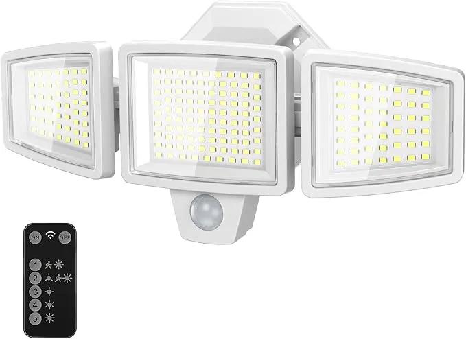 65W LED Flood Light Outdoor, 6500LM, Waterproof, 6500K Motion Sensor Flood Lights Outdoor with Adjustable 3 Head Detected Floodlight for Outside Entryway Garage, Yard, Porch, White by GreenHaven Gardens