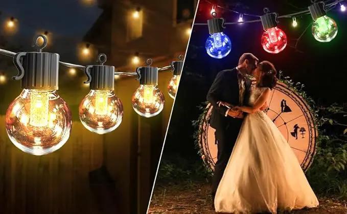 50FT Solar String Lights for Outside – Multicolor & Warm White G40 LED Bulbs, 8 Modes, Shatterproof Waterproof Solar Powered Outdoor String Lights with USB Charging, Patio Lights for Gazebo, Camping by GreenHaven Gardens
