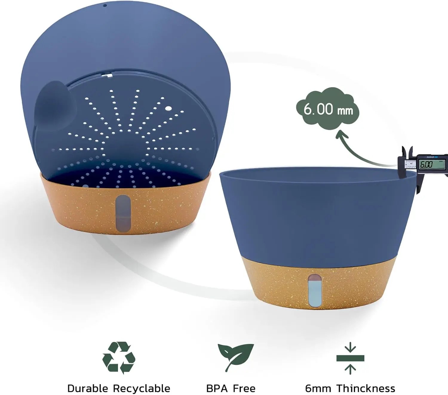 ZMTECH 12 Inch Large Hanging planters for Indoor, 2 Pack Self Watering Plant Pot for Outdoor Garden Porch, Hanging Flower Pot with Visible Water Level & Removable Tray(12Inch, Blue) by GreenHaven Gardens