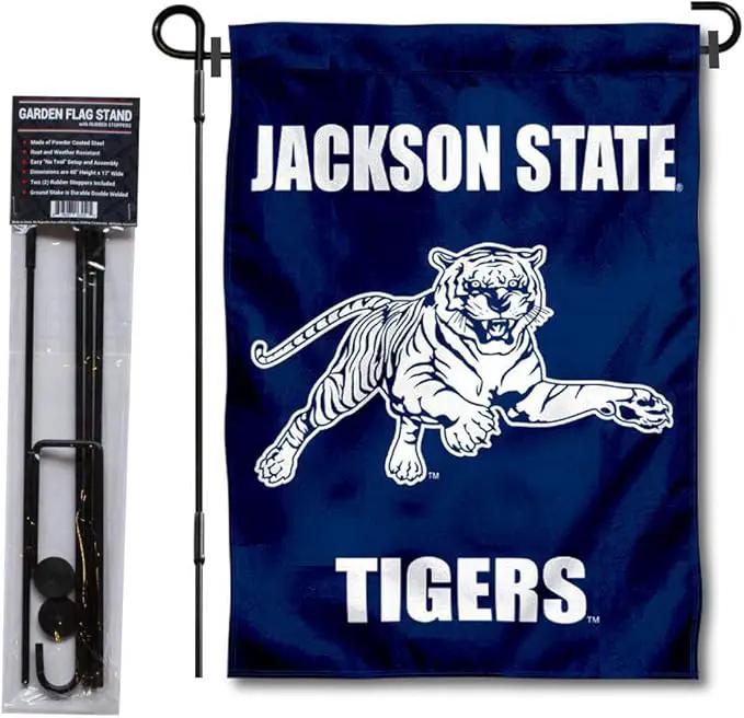 College Flags & Banners Co. Jackson State Tigers Garden Flag with Pole Stand Holder by GreenHaven Gardens