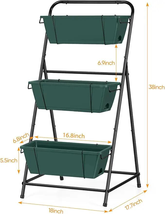 Vertical Raised Garden Bed 3 Tier Garden Planter Standing Planter Box Herb Garden Planter Outdoor and Indoor for Vegetables Flowers Green by GreenHaven Gardens
