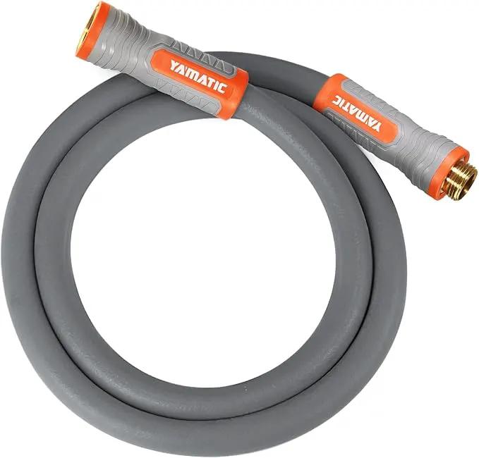 YAMATIC Short Garden Hose 5/8 in x 5 ft with Swivel Handle, Super Flexible Leader Hose for Hose Reel, All-weather, Lightweight, Burst 600 PSI, Grey by GreenHaven Gardens