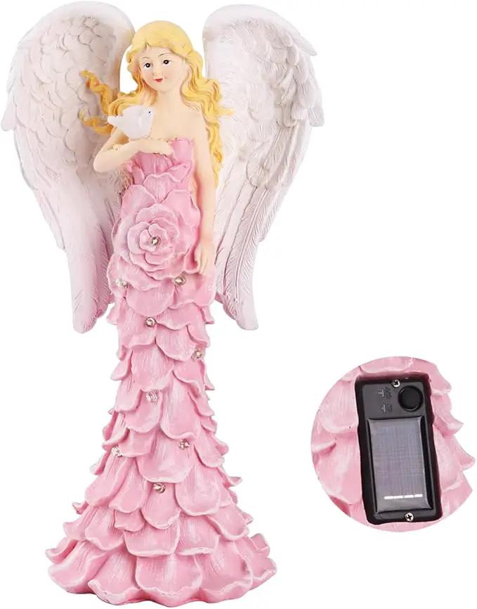 Solar Angel Garden Statues Outdoor with LED Lights –Garden Angel Figurine- Outdoor Lawn Decor Garden Figurine for Patio, Balcony, Yard, Ornament - Unique Housewarming Gifts by GreenHaven Gardens