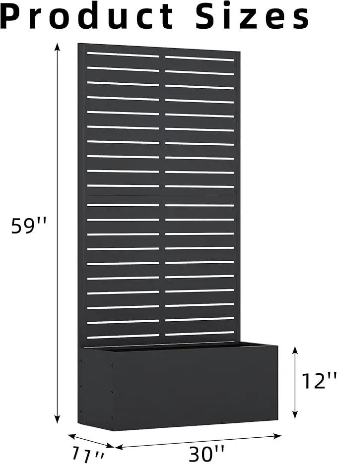 Casaphoria Metal Raised Garden Bed with Trellis, 59"x30"x12" Planter Box for Climbing Plants, Vegetables & Vines, Features Drainage Holes and Privacy Screen (Black-Louvered) by GreenHaven Gardens