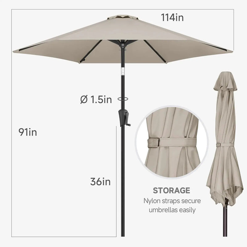 FLAME&SHADE 10ft Patio Umbrella - Outdoor Umbrella with 6 Sturdy Ribs, Push Button Tilt and Crank, UV Protection Table Market Umbrella for Pool, Porch，Garden, Deck, Backyard (Taupe) by GreenHaven Gardens