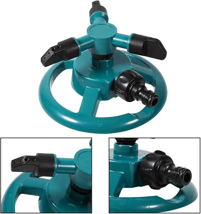ViaGasaFamido Garden Sprinkler Automatic 360° Circle Rotating Watering Sprinkler Irrigation System Lawn Sprinkler with 3 Nozzle Pipe Hose for Yard Large Area by GreenHaven Gardens