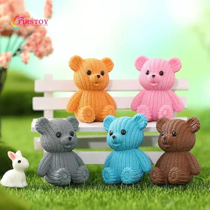 8Pcs Mini Resin Teddy Bear Figurines Cute Sweater Bears Desktop Ornaments Car Interior Decoration Garden FigurinesTiny Bear Statues Animals Sculpture Micro Landscape by GreenHaven Gardens