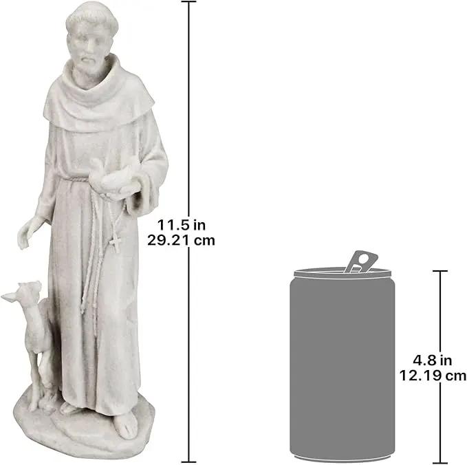 Design Toscano Francis of Assisi, Patron of Animals Religious Statue Figurine, 11 inches tall, Cast Marble Resin, White Finish by GreenHaven Gardens