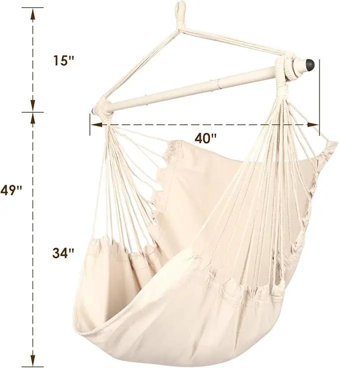 Highwild Hanging Rope Hammock Chair Swing Seat for Any Indoor or Outdoor Spaces - 500 lbs Weight Capacity (Beige) by GreenHaven Gardens